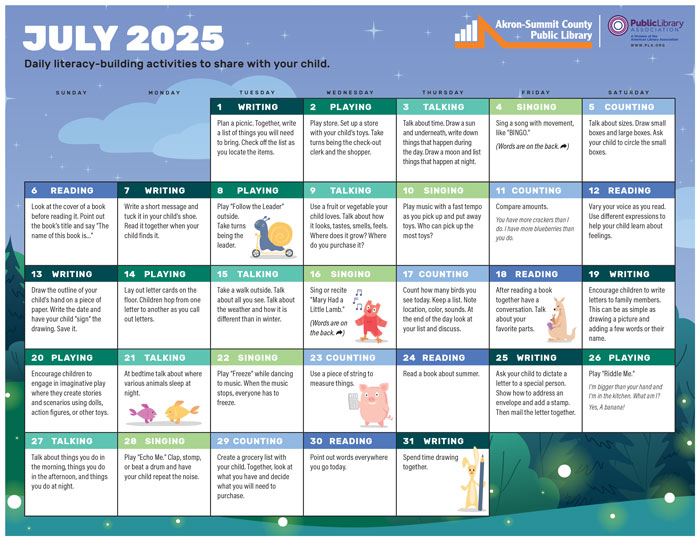 PLA Early Childhood Calendar