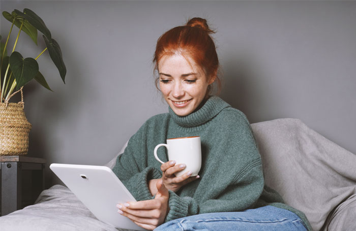 woman on tablet