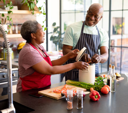 a couple cooking