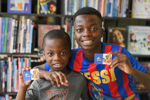 children with a library card