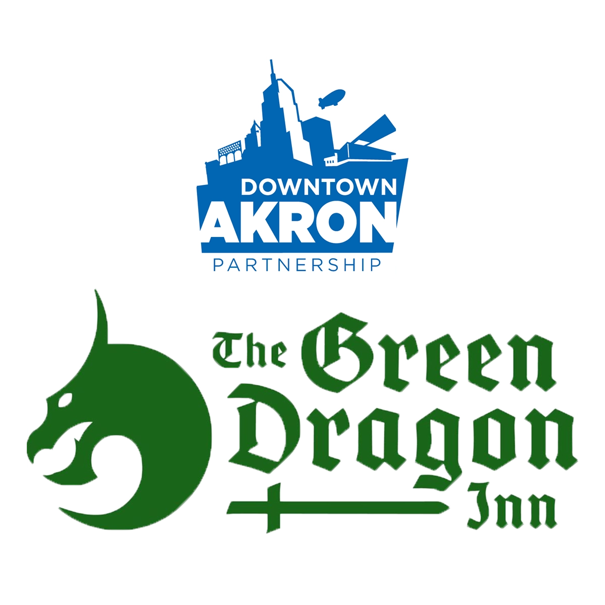 Downtown Akron Partnership & the Green Dragon Inn logos