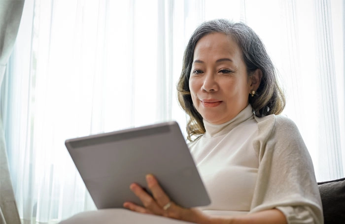 woman on tablet