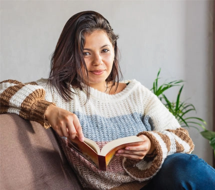 woman reading a book